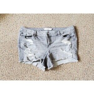 Torrid Shorts Womens 22 Blue Vintage Stretch Hi Rise Light Wash Distressed Denim